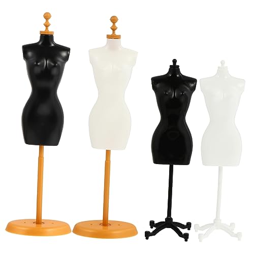 Abaodam 4Stücke Miniatur Puppenständer Kleiderhalter für Puppen Robuste Stütze für DIY Puppenkleid Displays und Miniatur Dekoration von Abaodam