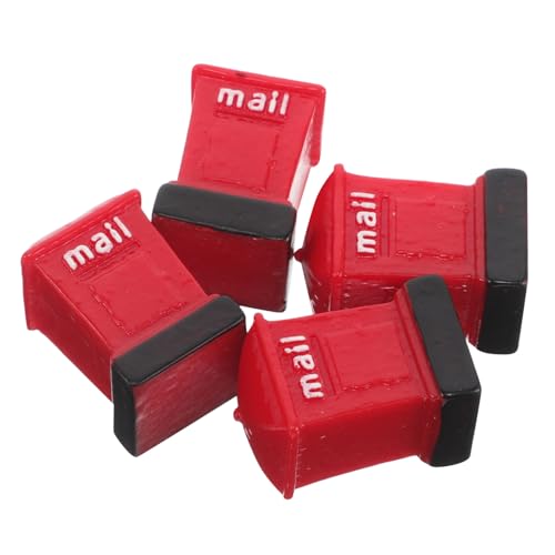 Abaodam 4stücke Miniaturer Briefkasten Aus Resin Kreatives Deko-Element Für Home Office Garten Realistisches Modell Für Mini-landschaften Tischdekoration Rote Postbox Für Kreative von Abaodam