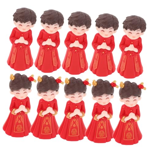 Abaodam 5 Paare Chinesische Hochzeitspaar-figuren Traditionelle Braut Bräutigam Miniaturen für Tortendekoration Mikro-landschaft DIY Dekor Festliche Tischdekoration von Abaodam