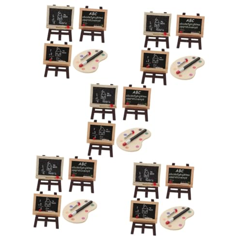 Abaodam Kindertisch 5 Sätze Kleines Tafelmodell Dekoration staffelei Puppe Trinken Heimdeko zierleisten Holz Miniatur schmücken gemalt Kind Spielzeugzimmer hölzern Deko von Abaodam