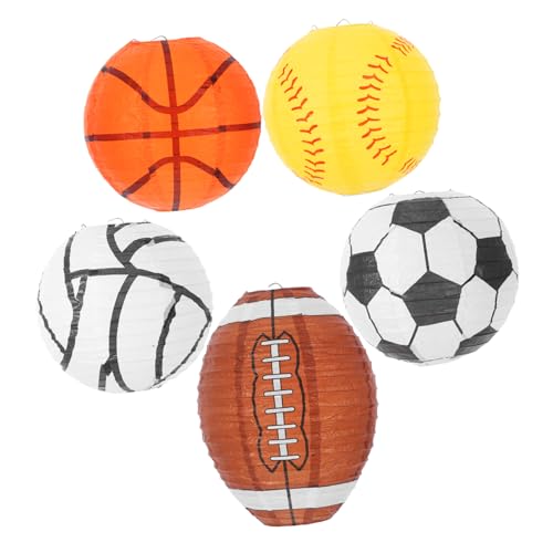 Abaodam 5 Stück Basketball-fußball-laternenanhänger Dekorative Laternen Für Den Amerikanischen Fußball Hängelaternen Für Sportbälle Hängende Laternen Zum Thema Sport Laternenspiel Papier von Abaodam