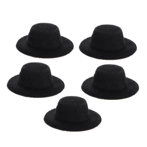 Abaodam 5 Stück Mini-Hut Puppenkleidung Puppenaccessoire Puppenkollektion Modischer Hut Dollhut Mini-Jazz-Hut Mini-Puppenmütze kleine Hüte zum Basteln dekorative Puppenhüte Stoff Black von Abaodam