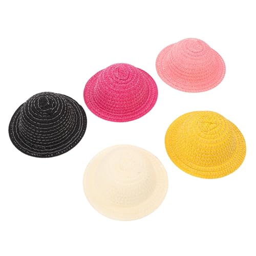 Abaodam 5stücke Teiliges Handgewebte Puppenhüte Aus Strohimitat Für Miniaturpuppen Sommeraccessoires Mit Blattmuster Leichte Und Atmungsaktive Puppen-Kopfbedeckungen Für Bastelarbeiten von Abaodam