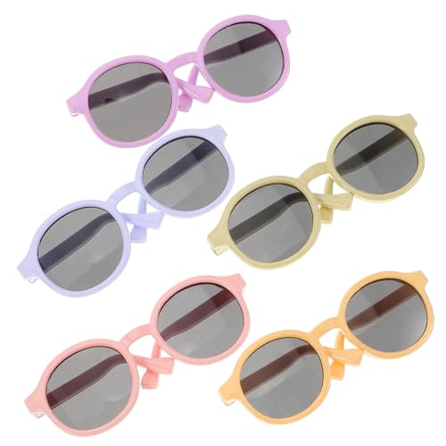 Abaodam 5 Stück Teiliges Puppen Sonnenbrillen Zubehör für Miniaturpuppen Stylische und Sichere Brillen im Pastellfarbenen Design für Puppen und Kostümpartys von Abaodam