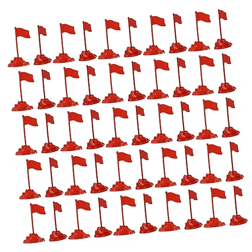 Abaodam 50 Sätze Sandtisch Rote Fahne Pfingstrosen Tischdekoration Gefälscht Tischminiaturen Anlage Puppenhaus Flagge Figur Markierungsfahnen Künstlich Im Freien Stangen Plastik von Abaodam