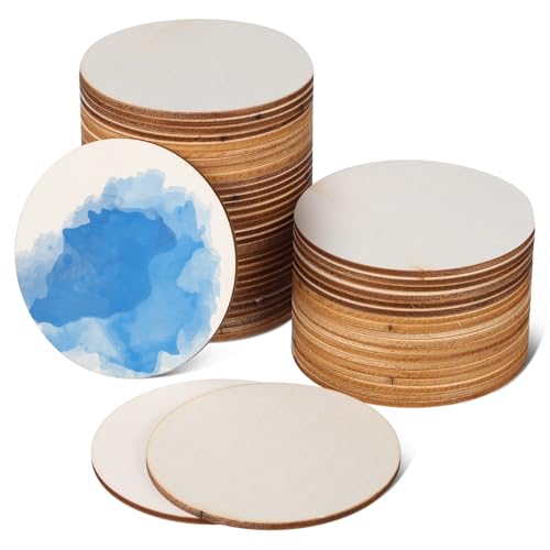Abaodam 50 Stück Dekorative Holzspäne Blank Unlackiert Rund Kreisförmiges Schild Runde Scheiben Rundungen Zum Basteln Rundes Holzornament Holzrunden Zum Basteln Holzausschnitte von Abaodam
