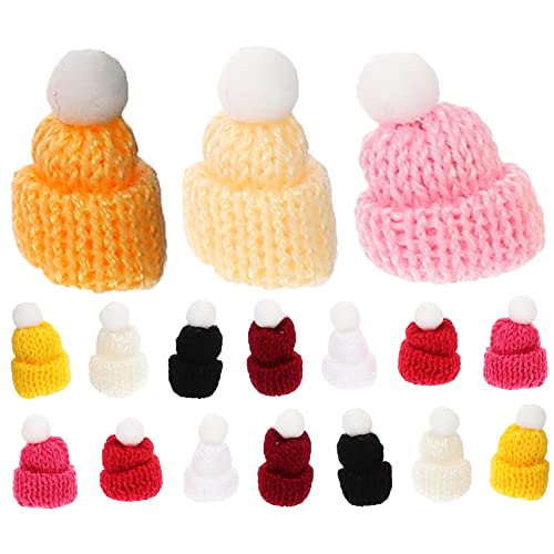 Abaodam 50 Stück Kleiner Strickmützen für Puppen Weihnachtsmützen zum Basteln Wiederverwendbare Minihüte aus Strickstoff Selbstgemacht Weihnachtsmannhüte für Bastelprojekte von Abaodam