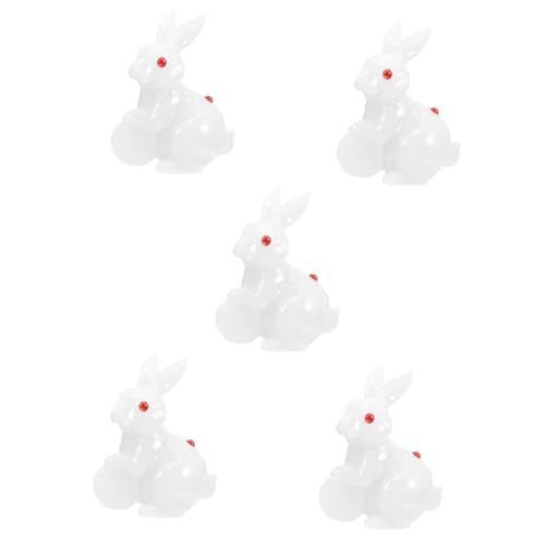 Abaodam 5st Jade-kaninchen-ornament Cupcake-topper Mit Hasen Landschaft Hasenfiguren Kaninchen-tischdekoration Jahr Der Kaninchenstatue Tierdekor Kunsthandwerk Weiß Harz Europäischer Stil von Abaodam