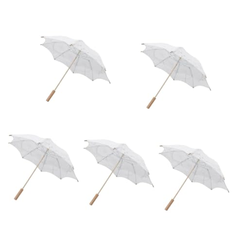 Abaodam 5st Regenschirm Spitze Hochzeits-brautschirm Dekoration Für Sonnenschirmschirm Vintage- Spitze Spitzen-Regenschirm-Requisite Kind Anmut Hölzern Weiß Schleier von Abaodam