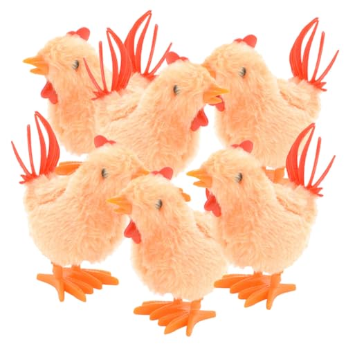 Abaodam 6 Stück Teiliges Aufziehspielzeug Kuscheliges Küken Plüsch Hüpft Lustige Party Jumping Toys Kindergeburtstag Mitgebsel Mechanismus von Abaodam