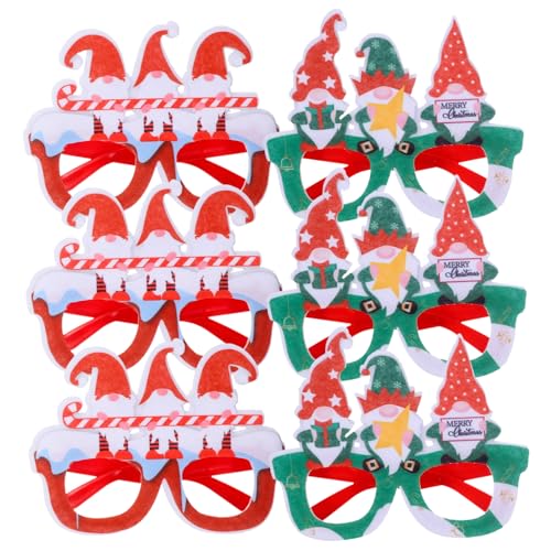 Abaodam 6 Stück Weihnachtsbrillen für Lustige Partybrille mit Cartoon für Weihnachtsfeiern Deko und Foto Requisiten Rote und Grüne Varianten von Abaodam