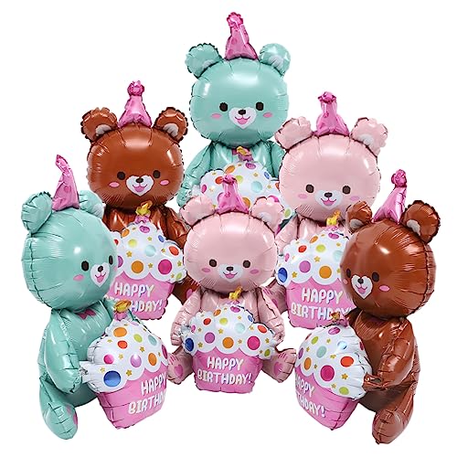 Abaodam Folienballons Mit Bärenmotiv – 6 Partyzubehör Für Geburtstage Tierballons Einfach Aufzublasen Partydekoration Für Kinder von Abaodam