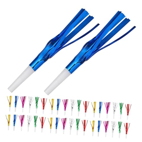 Abaodam 60 Stück Teiliges Noisemaker mit Bunten Glitzerfransen Metallic Partytröten und Blasdrachenpfeifen Farbenfrohe Leichte Kinderpfeifen für Geburtstagsfeier Shower Hochzeit und von Abaodam