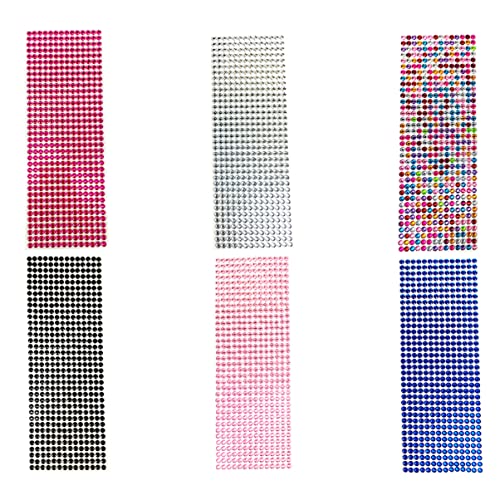 Abaodam 6blätter Tragbare Diamantaufkleber Scrapbook-Sticker Selbstklebende Gesichtsgems Für Festival Und Partys Farben Zufällig von Abaodam