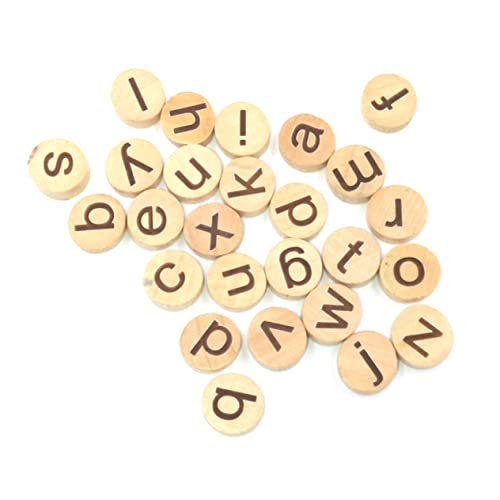 Abaodam 78 Stück Holzbuchstaben Teiliges für DIY Bastelarbeiten Runde Holzscheiben mit Kleinen Buchstaben für Kreative Projekte Lernspielzeug und Handwerksbedarf und Sicher von Abaodam