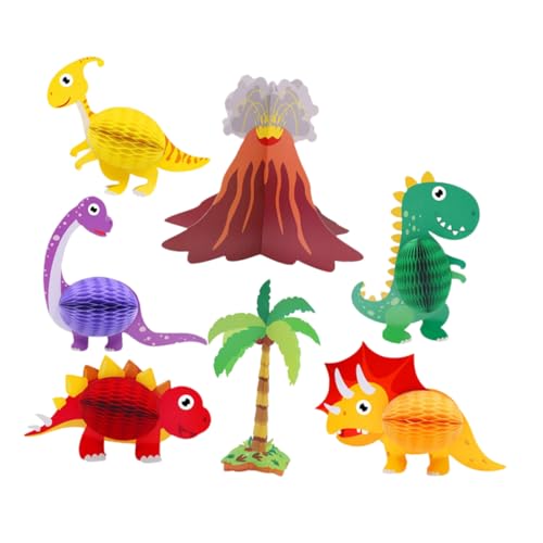 Abaodam 7Stücke Dinosaurier Wabendekorationen Tischwaben für Kindergeburtstag Dinosaurier Party Tischdekoration Festliche Raumgestaltung Einfach Aufzubauen von Abaodam