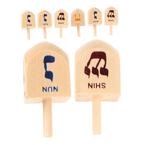 Abaodam 8 Stück Kreisel Chanukka- Dreidel Masse Chanukka-Dreidel hölzerne Spinning Kreiselspielzeug Hanukka -Dekorationen Dreidel für Holz von Abaodam