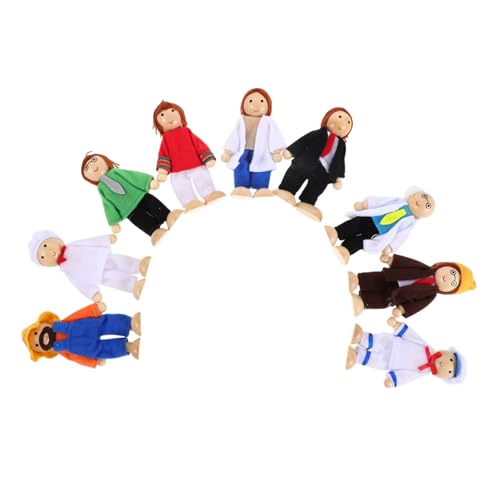 Abaodam 9 Teilige Puppenhausfiguren Bauarbeiterfigur Biegsame Holzfiguren Bewegliche Holzpuppen Mini Holzpuppen Mini Holzfiguren Holzfamilienpuppen Puppenhausfiguren von Abaodam