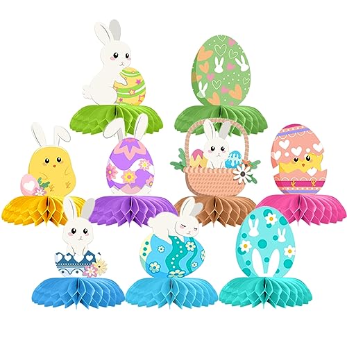 Abaodam 9 Teiliges Osterschmuckset Für Den Innenbereich Osterballons Ballonbogen Set Häschen Spielzeugeier Osterschmuck Tischküken Osterkörbchen Häschennest Plüsch von Abaodam