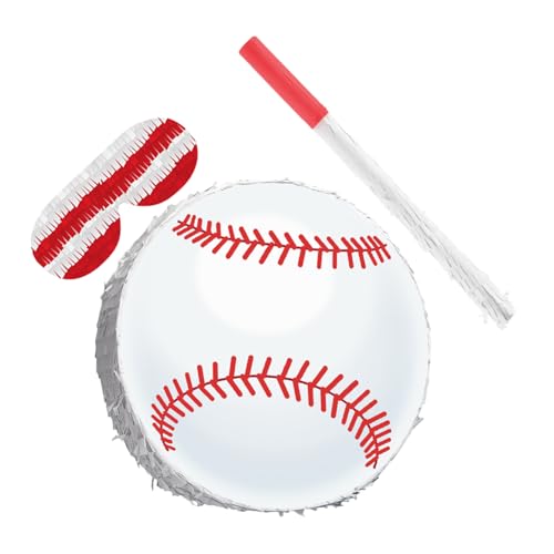 Abaodam Baseball Piñata mit Blindfold Schläger und Papierkonfetti Hängende Sport-partydekoration für Jungen Geburtstag Vielseitiges Baseball-partyspiel Zubehör von Abaodam