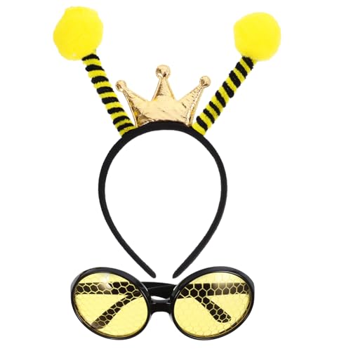 Abaodam Bienen Stirnband und Brille Set Cosplay Accessoire für Karneval Fasching Mottoparty Cartoon Bienen Kostüm Haarreif mit Gelben Details Geeignet für Damen und Erwachsene von Abaodam