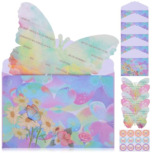 Abaodam Einladungskarten Mit Umschlägen Schmetterling Einladungskarten 12 Stück Papier Schmetterling Kindergeburtstag Cartoon-Geburtstagsgrußkarte von Abaodam