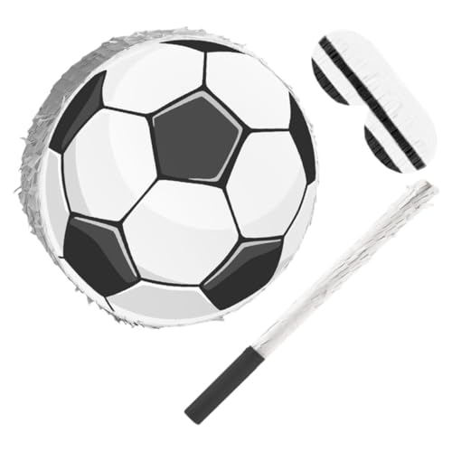 Abaodam Fußball Pinata aus Stabilem Karton mit Aufhängung und Augenbinde Partyspiel für Fußball Geburtstag und Sport Mottopartys Papierkonfetti von Abaodam