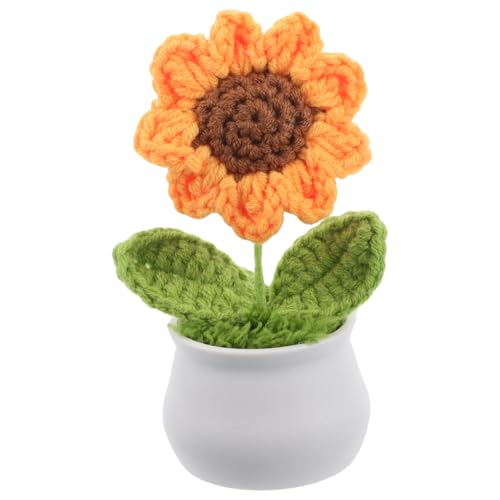Abaodam Häkelblumen Topf mit Sonnenblume Künstliche Deko für Schreibtisch und Auto Handgearbeitet aus Strapazierfähigem Garn Pflegeleicht und für Frauen und Mädchen Abaodam Häkelblumen Topf mit Sonnenblume Künstliche Deko für Schreibtisch und Auto Handgearbeitet aus Strapazierfähigem Garn Pflegeleicht und für Frauen und Mädchen von Abaodam