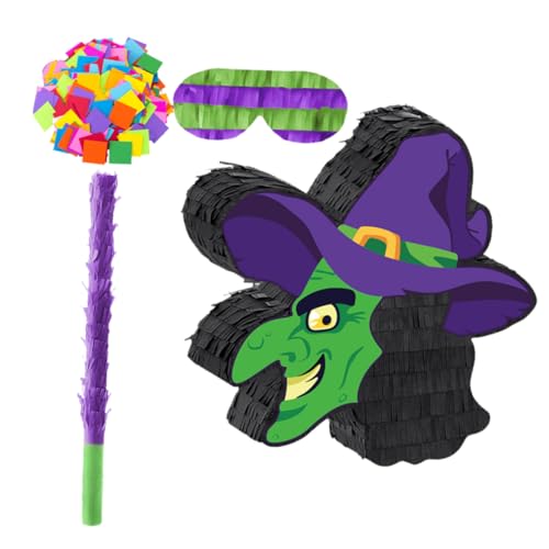 Abaodam Halloween Hexen Piñata mit Augenbinde und Papierkonfetti Mexikanisches Partyspiel Zubehör für Kindergeburtstag und Halloween Fest Dekoration Abaodam Halloween Hexen Piñata mit Augenbinde und Papierkonfetti Mexikanisches Partyspiel Zubehör für Kindergeburtstag und Halloween Fest Dekoration von Abaodam
