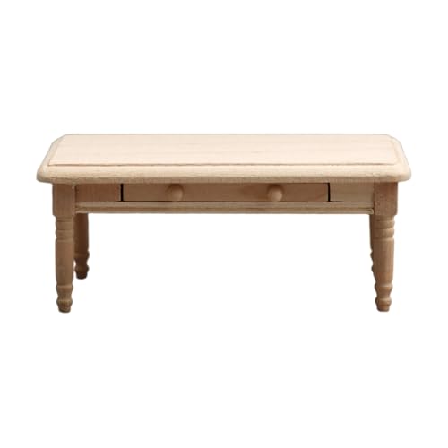 Abaodam Holz Mini Tisch Unbehandelt DIY Zubehör Leerer Teetisch Modell Mini Haus Dekor Schlafzimmer Wohnzimmer Möbel Sammler Geschenk von Abaodam