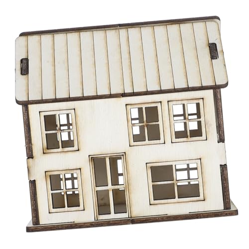 Abaodam Holzhaus Bastelset für Weihnachten Rustikale Deko für Erwachsene und DIY Holzhaus Modell Festliche Tischdekoration Beige von Abaodam
