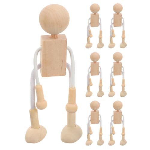 Abaodam Holzpflockpuppen 7 Stück Natürliche Unvollendete Hölzerne Roboterpuppe Menschenkörper Actionfiguren Modellspielzeug Bewegliche Gelenke Puppen Für Diy Malerei Handwerk Kunst von Abaodam
