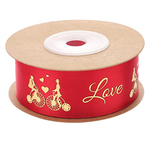 Abaodam Love Heart Ribbon Red DIY Ribbon Wedding Gift Bouquet Wrapping Ribbon for Embossed Craft Valentines Day Candy Packaging Ribbon Roll von Abaodam
