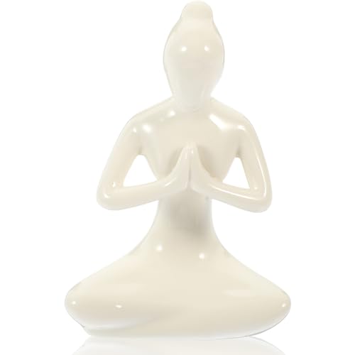 Abaodam Mädchen-Yoga-Ornamente Yoga-Buddha-Statue Yoga-frauenstatue Yoga-mädchen-Figur Mini-hausbausatz Abstrakte Yoga-skulptur Yoga-Pose-skulptur Frosch Keramik Fräulein Schreibtisch von Abaodam