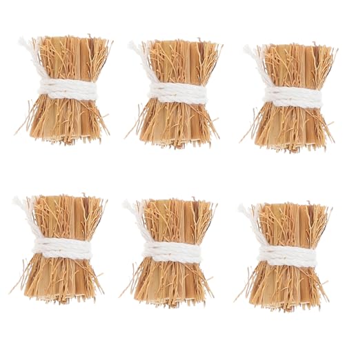 Abaodam Mini-Heuhaufen-Dekorationen, 2,5 cm, handgefertigt, Miniatur-Heuballen für Puppenhaus-Zubehör, Sand-Tischdekorationen, künstliche Heuballen zum Basteln und Fotografieren, 6 Stück von Abaodam