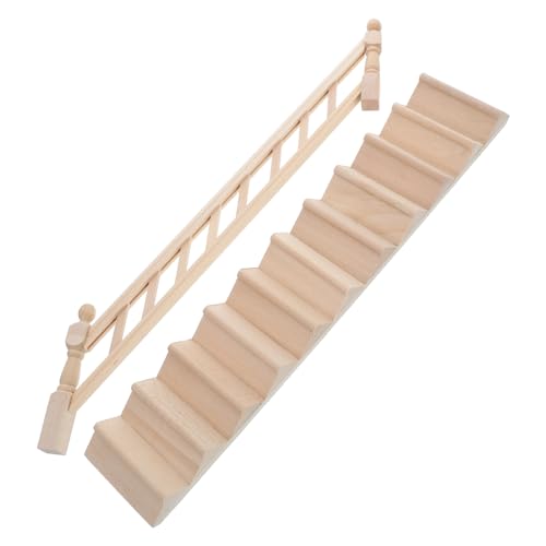 Abaodam Mini-handlauftreppe Klein Leiter Vorgeben Puppenhaus Geländer Möbel Treppen Zubehör Miniatur Küchenzubehör Für Puppenstuben Handlaufzubehör Szenenzubehör Hölzern von Abaodam
