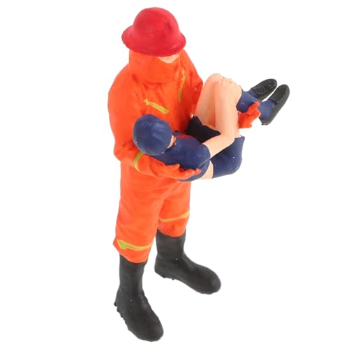 Abaodam Miniatur-Feuerwehr-Figuren, lebensechte Kuchendekoration, Partyzubehör für Feuerwehrmann-Kostüm und Feuerwehrauto-Dekorationen für Fotografie-Requisiten, Verbesserungen von Abaodam