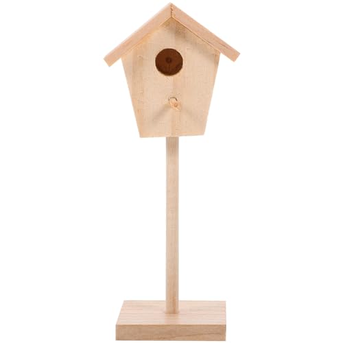 Abaodam Miniatur-Vogelhaus Natürliches Unvollendetes Holz Vogelhaus Puppenhaus Großes Vogelhaus Box Miniatur-Gartenzubehör Kleines Vogelhausmodell Im Maßstab 1:12 von Abaodam