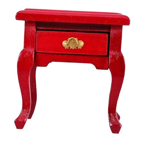 Abaodam Nachttisch Kommode Miniatur Beistellschrank Miniatur Hausmöbel Miniatur Szene Beistellschrank Miniatur Hauszubehör Kleiner Lagerschrank Rotes Holz von Abaodam