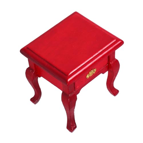 Abaodam Nachttisch Nachttische Kommode Exquisite Kleine Möbel Miniatur Beistelltische Miniatur-Szene Beistellschrank Miniatur Schlafzimmermöbel Kleiner Aufbewahrungsschrank Holz Rot von Abaodam