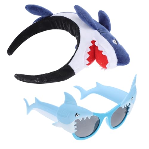 Abaodam Niedliches Cartoon-Hai-Haarband, Hai-Brille, Party-Dekoration, 2 Stück, Tier-Partygeschenke, Halloween, Stirnbänder, Uni, lustige Tierhaarbänder für Halloween, Cosplay, Kopfbedeckung Abaodam Niedliches Cartoon-Hai-Haarband, Hai-Brille, Party-Dekoration, 2 Stück, Tier-Partygeschenke, Halloween, Stirnbänder, Uni, lustige Tierhaarbänder für Halloween, Cosplay, Kopfbedeckung von Abaodam