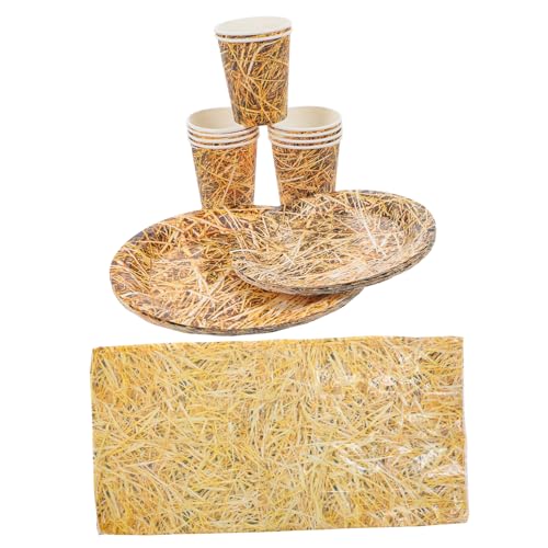 Abaodam Papierplatten Becher Strohballen Tischdecke Rustikales Western Geburtstagsparty für Einfache Montage und Natürliche Western Atmosphäre Abaodam Papierplatten Becher Strohballen Tischdecke Rustikales Western Geburtstagsparty für Einfache Montage und Natürliche Western Atmosphäre von Abaodam