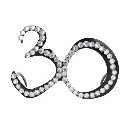 Abaodam Partybrille zum 30. Geburtstag, Strass, Happy Birthday, lustige Sonnenbrille mit 30 Zahlen, Foto-Requisite für 70. Geburtstag, Jahrestag, Party von Abaodam