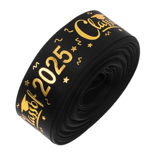 Abaodam Staffelungsband Glückwunsch Grad Golden Rosa Festival-banddekoration Abschluss Leis Bänder Band Der Klasse 2025 Stoff Geschenkband Selber Machen Polyester Black von Abaodam