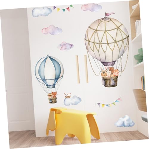 Abaodam Wandsticker Kinderzimmer Cartoon PVC Wandtattoo mit Niedlichen Tier Heißluftballonmotiven Selbstklebend für Glatte Oberflächen Dekorativ für Babyzimmer und Kleinkindräume von Abaodam