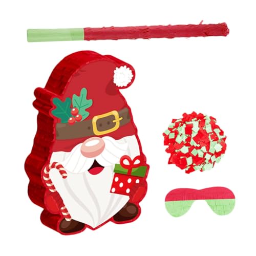 Abaodam Weihnachts-piñata Gnom Design mit und Augenbinde Vielseitige Partydeko für Indoor Outdoor Feiern Inklusive Papierkonfetti für Weihnachtsfeiern und Fotoshootings von Abaodam