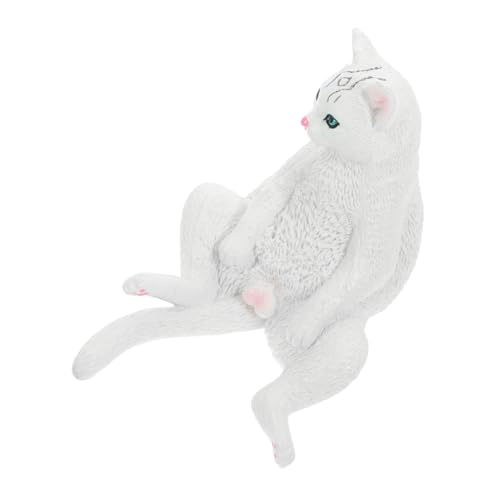 Abaodam Mädchenspielzeug Weißes Katzenmodell Realistisches Katzenfigurenspielzeug Mini-katzenfigur Lernspielzeug Für Kätzchen Sitzende Katzenfigur Katzenstatue Plastik Zubehör Kind Foto von Abaodam