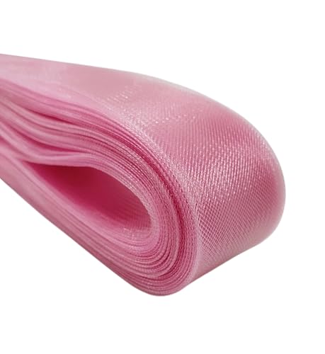 Abbaoww 45,7 m, weiches Rosshaargeflecht für Polyester, Nähen, Hochzeitskleid, Tanzkleider, Kleiderzubehör, 2,5 cm (1 Zoll) (Rosa) von Abbaoww