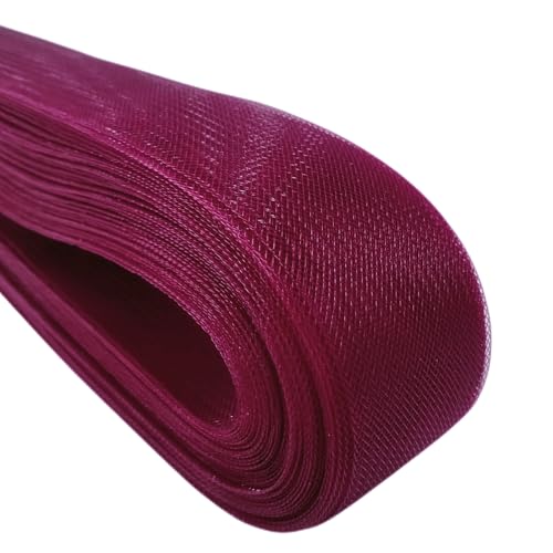 Abbaoww 45,7 m langes weiches Rosshaargeflecht für Polyester-Stäbchen Nähen Hochzeitskleid Tanzkleider Kleiderzubehör (Burgunderrot) von Abbaoww
