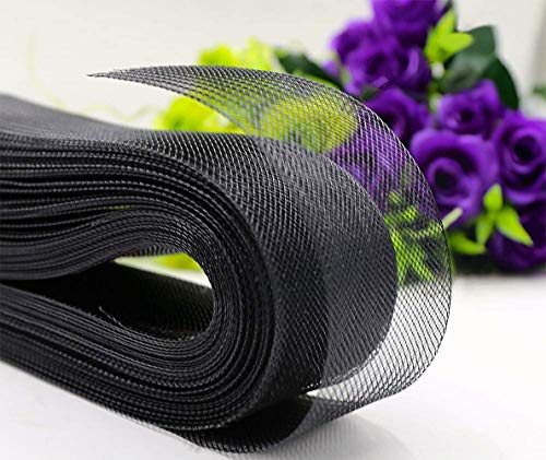 Abbaoww 45,7 m steifer Rosshaar-Zopf, 2,5 cm, für Polyester-Stäbchen, Nähen, Hochzeitskleid, Tanzkleider, Kleid, Formung, Trimmen Zubehör, Schwarz von Abbaoww